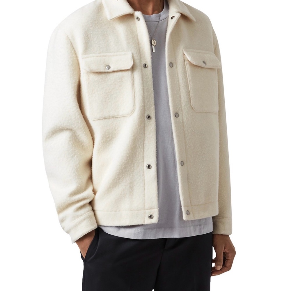 All Saints Off-White Minard Wool Shirt Jacket Med - Picture 2 of 8
